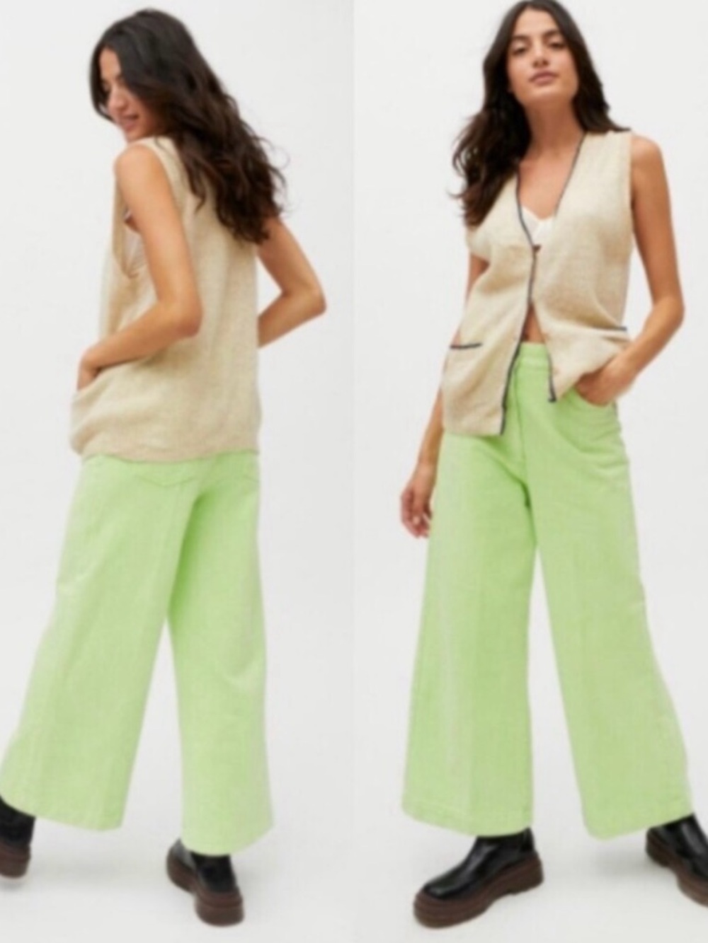 Urban Outfitters Lena Wide Leg High Rise lime Green pants size 27